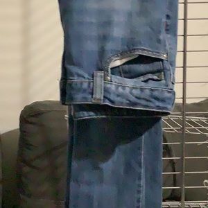 Dark wash anchor blue jeans